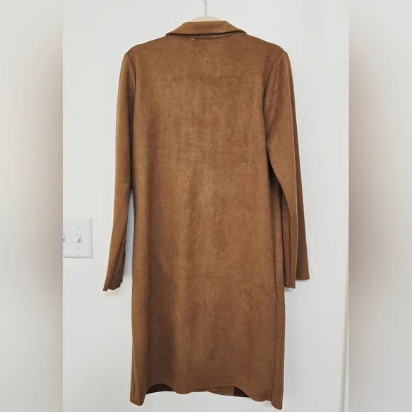 Ambiance Women's Tan Ultra Suede Single Button Trench Coat Size S - Picture 4 of 12